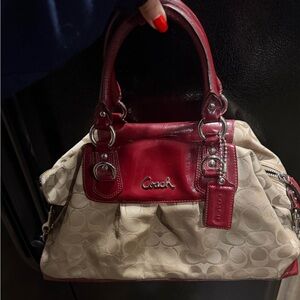 Coach Red and Cream Satchel